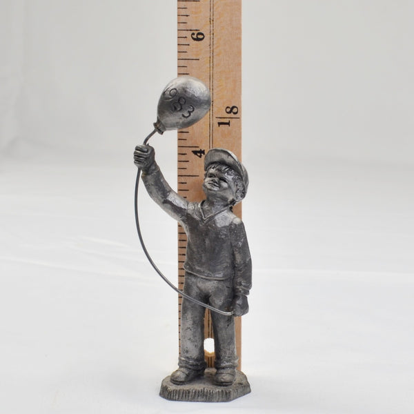 Vtg 1983 Boy w/ Balloon Miniature Sculpture M A Ricker Pewter Signed & Numbered