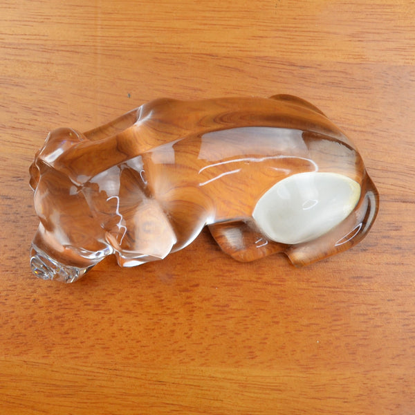 Vintage Princess House Lead Crystal Cut Glass Sleeping Dog Figurine Paperweight