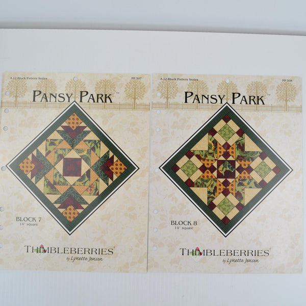 Vintage 2002 Thimbleberries PANSY PARK Complete Set of 12 Quilt Block Patterns