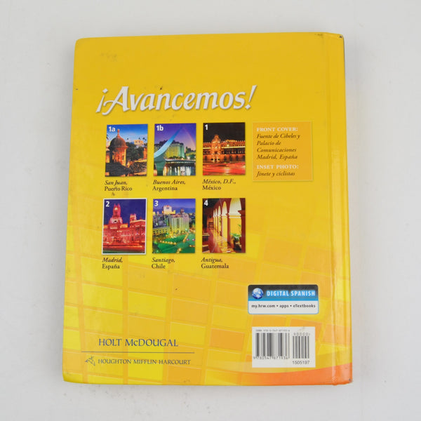 Avancemos! Spanish 2 Student Textbook by Holt McDougal - 2013 Hardcover (D)