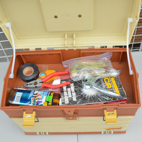 Plano Multi-Drawer Fishing Tackle Box - Full of Lures and Other Tackle - Brown