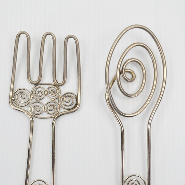 Fiore Salad Server Fork Spoon Set - Decorative Floral Beaded Serving Utensils