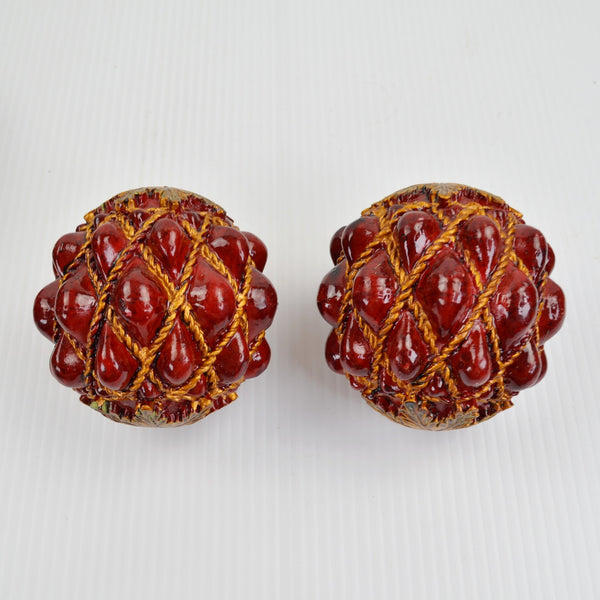 Set of 4 Bowl Filler Decorative Resin Orbs Balls Metal Ends Home Tabletop Decor