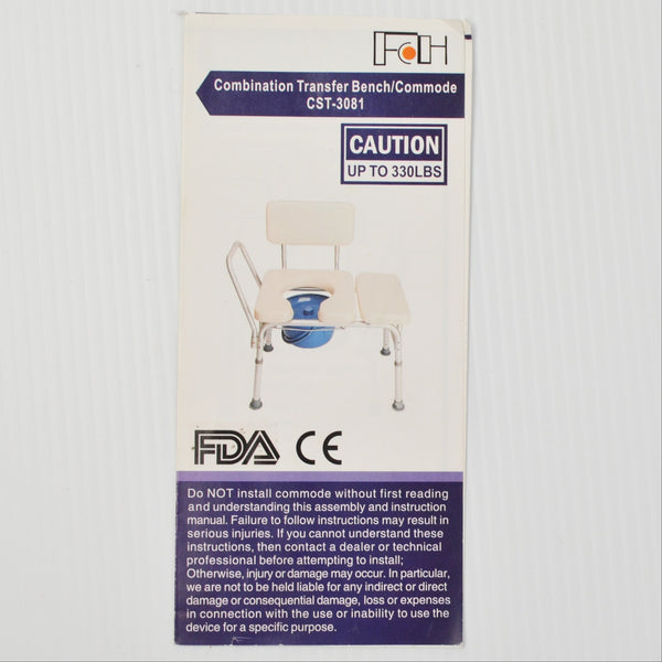 Combination Transfer Bench and Commode, Padded - New in Box