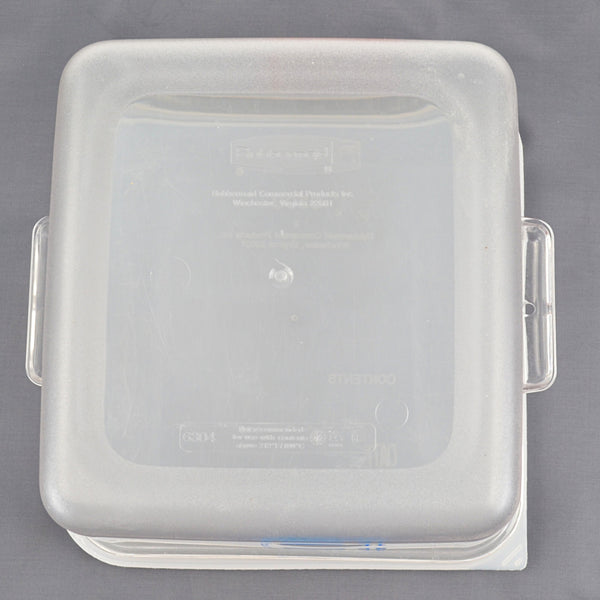 Lot of 2 Rubbermaid Commercial Square Storage Containers With Lids, 4 Qt, Clear