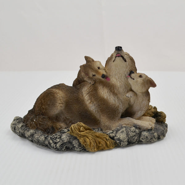 Living Stone Wolf Family Figurine 1994 Wolf Pup Love & Affection Wildlife Decor
