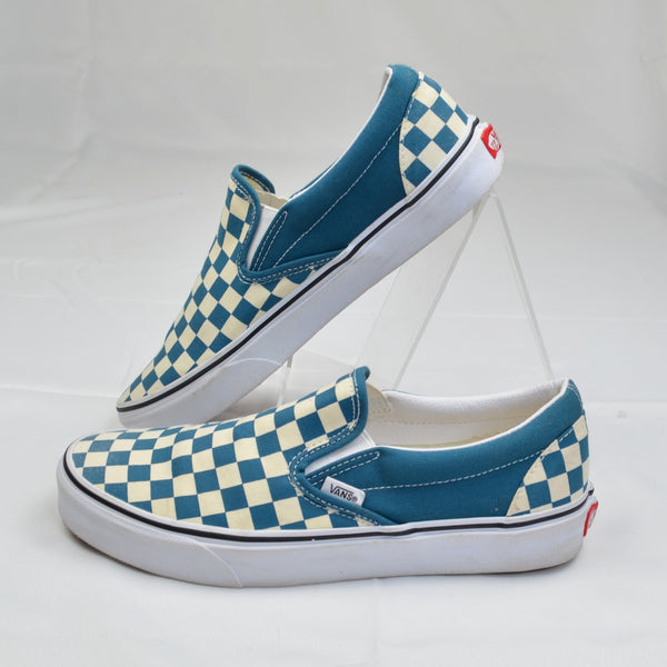 Vans Classic Slip On Sneakers Checker Board Blue & White Men’s 8.5 Women’s 10