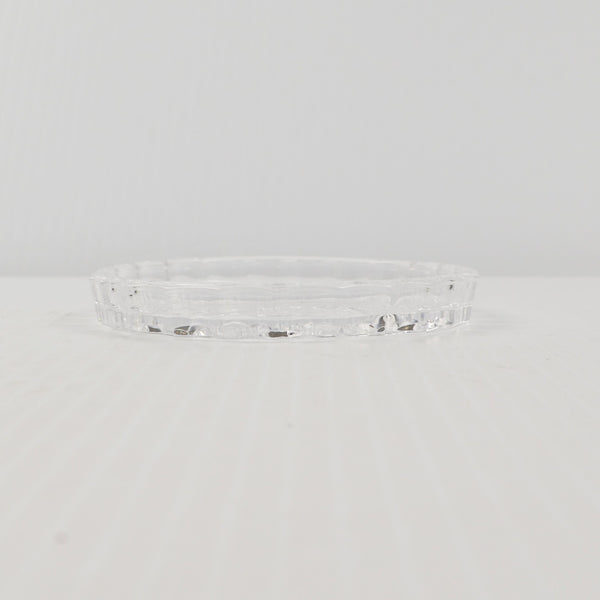 Vintage Crystal Coaster Set Of 7 Cut Glass Star Burst - Mid Century Modern