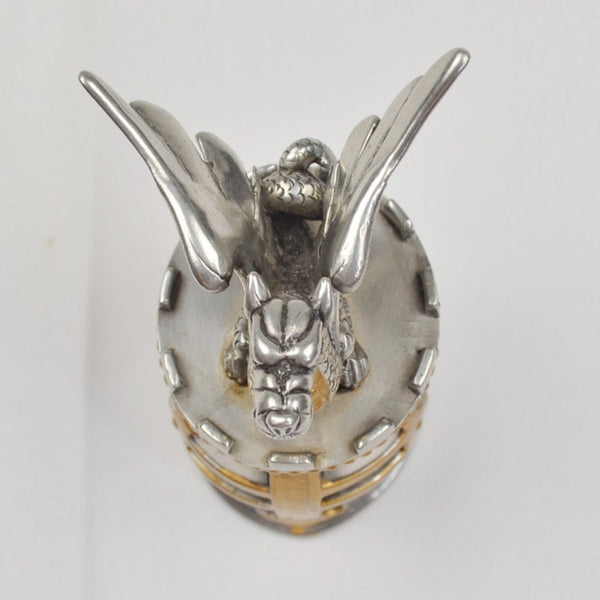 Miniature Medieval Knight Helmet Bascinet Steel Brass Cross Armor Decor Display