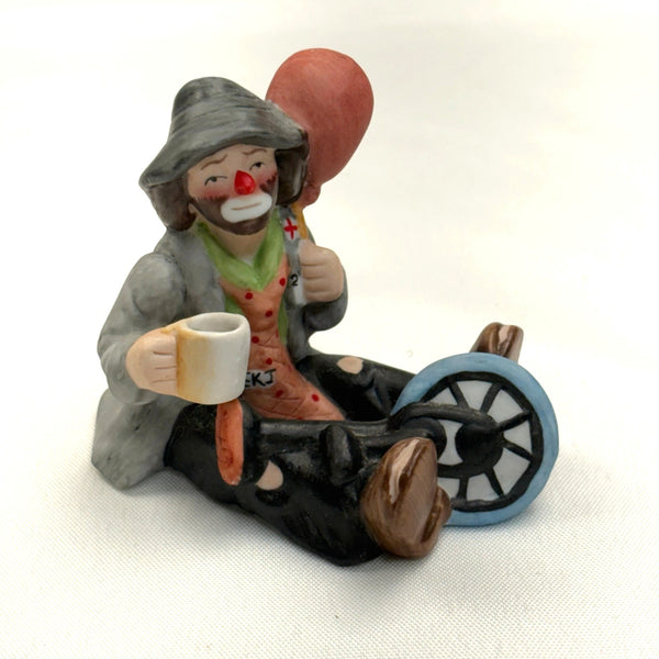 Emmett Kelly Jr Porcelain Clown Figurine Sitting with Unicycle