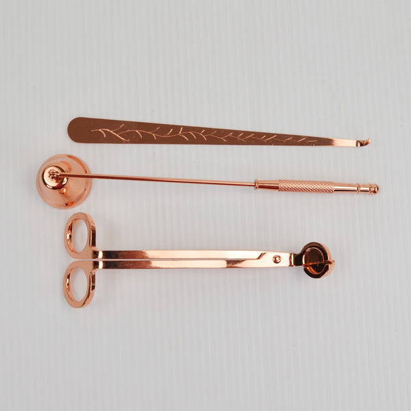 Rose Gold Candle Tool Set - Candle Snuffer 9.5'', Wick Trimmer, Wick Pick - NEW
