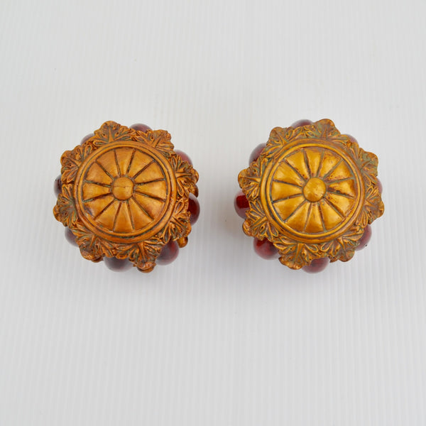 Set of 4 Bowl Filler Decorative Resin Orbs Balls Metal Ends Home Tabletop Decor