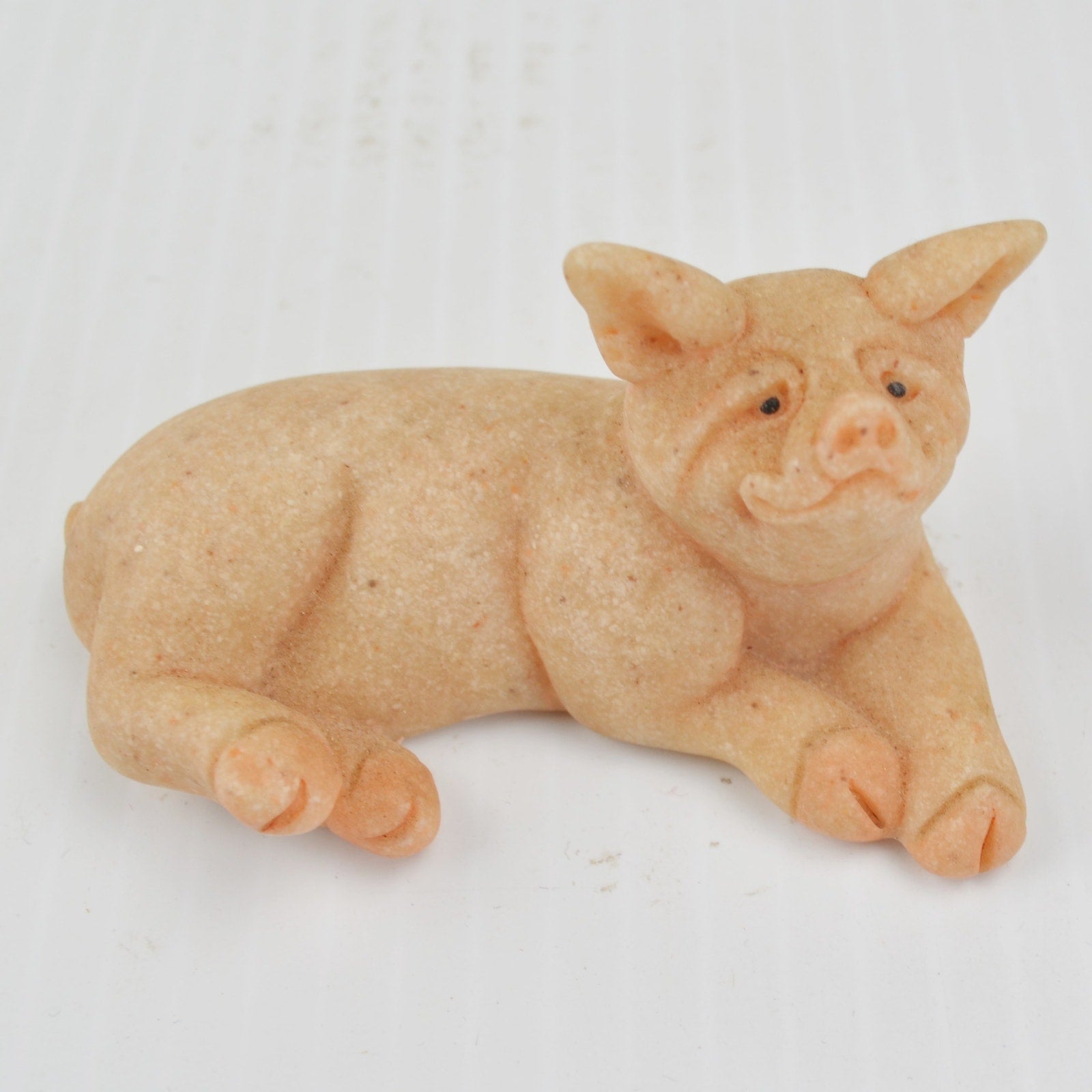 Second Nature Quarry Critters Patch Pig - Laying Stone Pig Figurine - 2000
