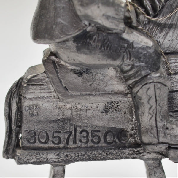 Pewter Cowgirl On Rocking Horse Figurine by Michael Ricker 3057/3500 1982 4.5"