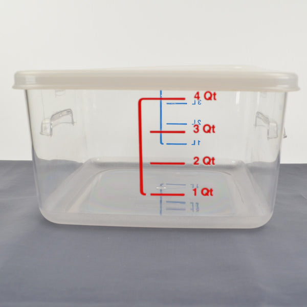 Lot of 2 Rubbermaid Commercial Square Storage Containers With Lids, 4 Qt, Clear