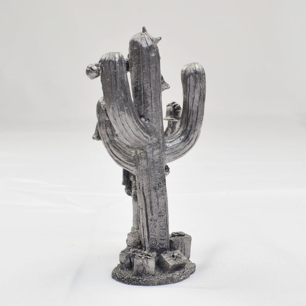Pewter Girl Decorating Christmas Cactus Sculpture Figurine by M A Ricker 1982