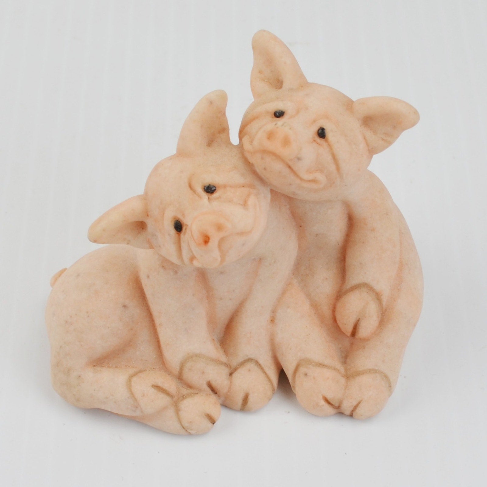 Second Nature Design Quarry Critters Pepper & Posh Pig Snuggle Figurine - 1999