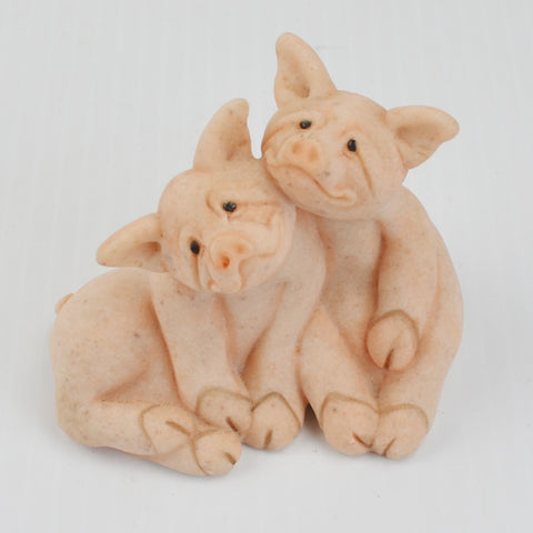 Second Nature Design Quarry Critters Pepper & Posh Pig Snuggle Figurine - 1999