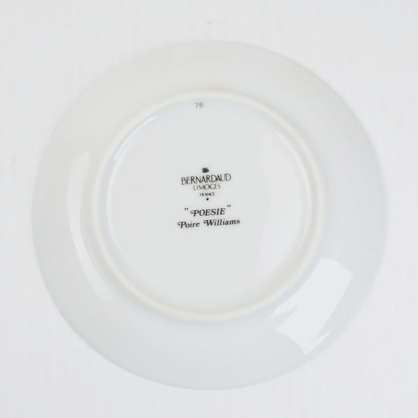 Bernardaud Limoges Canape Plates 6 Poesie/Poetry Porcelain Appetizer Set France