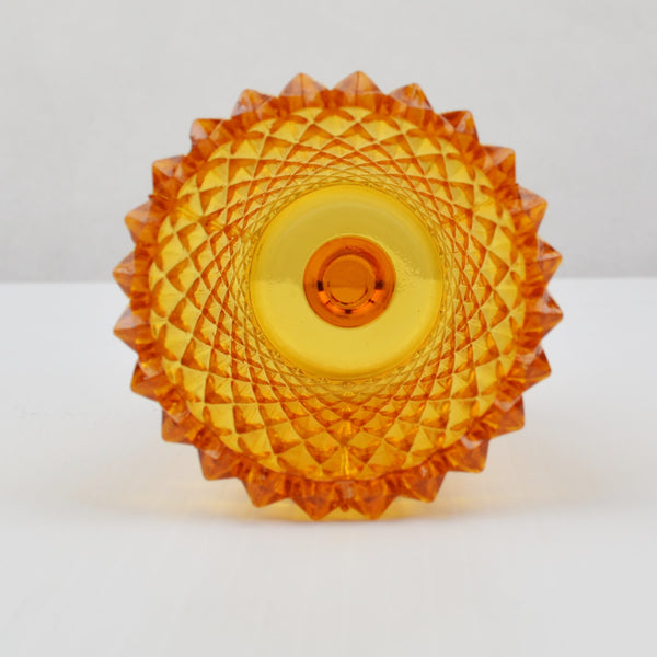 Amber Candle Holder Diamond Hobnail Glass Votive Tealight Peg Sconce Honeycomb