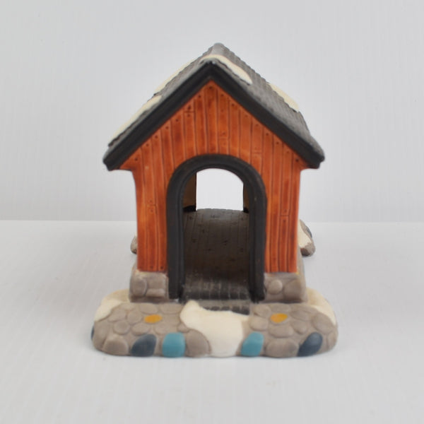 Christmas Village Collection Covered Bridge Porcelain Victorian Bridge