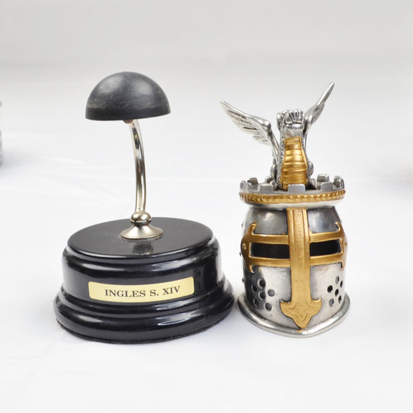 Miniature Medieval Knight Helmet Bascinet Steel Brass Cross Armor Decor Display