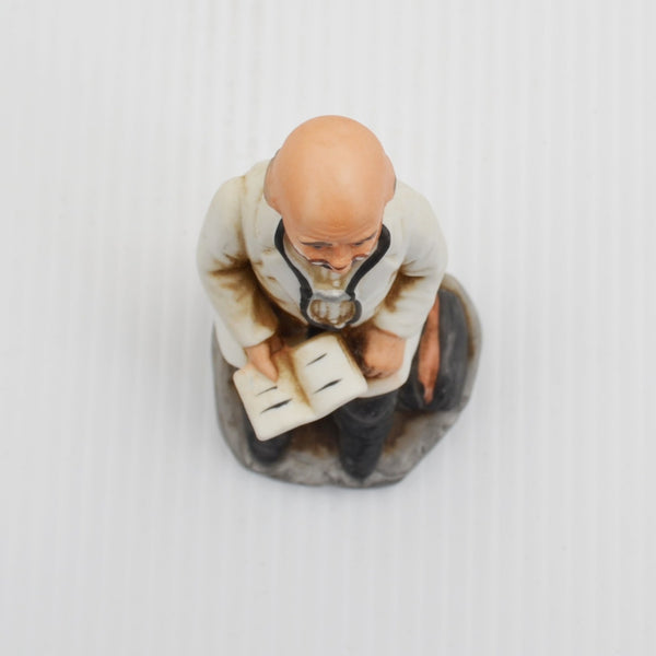 Vintage Ayerst Doctor Sitting Figurine - Medical Bag, Pharmacist Old Doctor Book