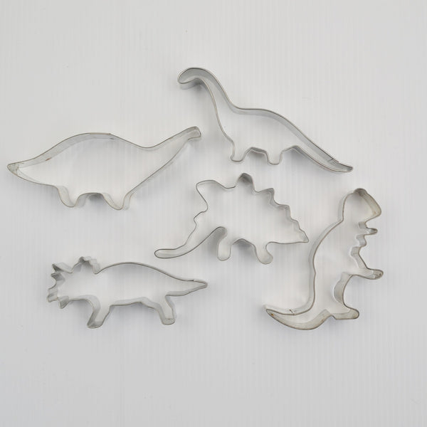 Dinosaur Cookie Cutters Metal Lot of 5 Various Sizes
