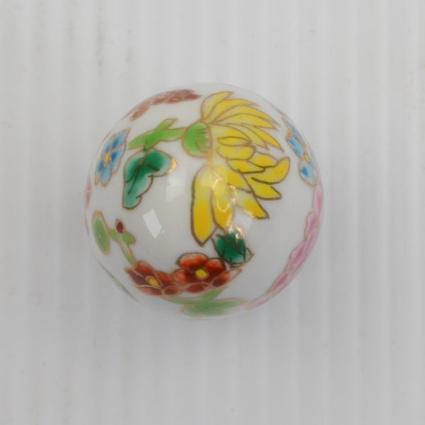 Vintage Hand Painted Porcelain Mini Egg Polished Floral Gold Trim Wood Stand 2"