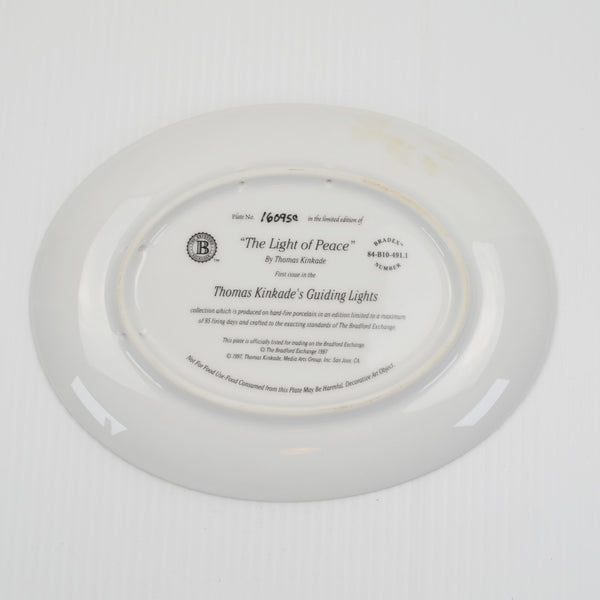 Thomas Kinkade "Light of Peace" 1997 Bradford Exchange Oval Wall Plate 16095C