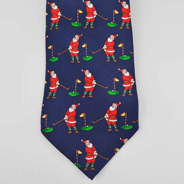 Hallmark Holiday Traditions Mens Necktie Silk Christmas Tie - Santa Golf Party