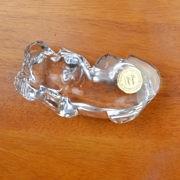 Vintage Princess House Lead Crystal Cut Glass Sleeping Dog Figurine Paperweight