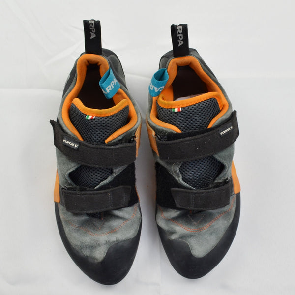 Scarpa Force V Climbing Shoes Mens Size EU 46 US 12 Mangrove Papaya Gray Black