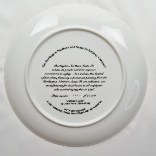 BNSF Railway Collector Plate Jackson Lake 1996 Burlington Santa Fe Railroad