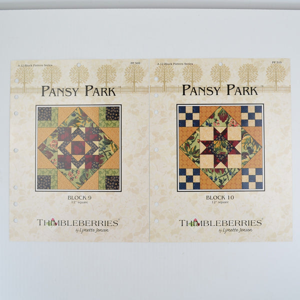 Vintage 2002 Thimbleberries PANSY PARK Complete Set of 12 Quilt Block Patterns