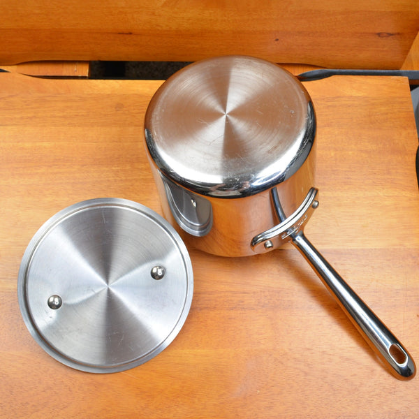All-Clad D3 2 Quart Stainless Steel Covered Saucepan Cookware Pot with Lid