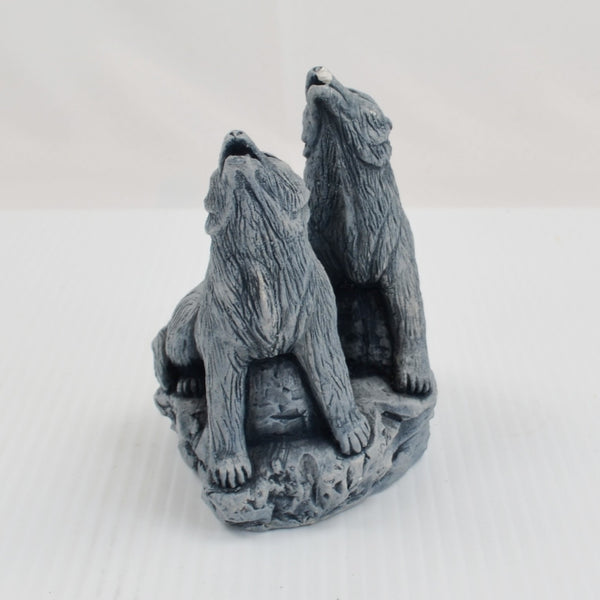 Howling Wolf Wolves Sculpture Figurine Mt. St. Helens Volcanic Ash - Artisan