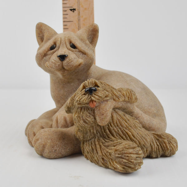 Second Nature Design Quarry Critters Cat Cira, Dog Don, Cat Cuddle Figurine 2001