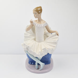 Lladro NAO Ballerina Figurine Sitting In A Large Blue Chair - Signed - Spain