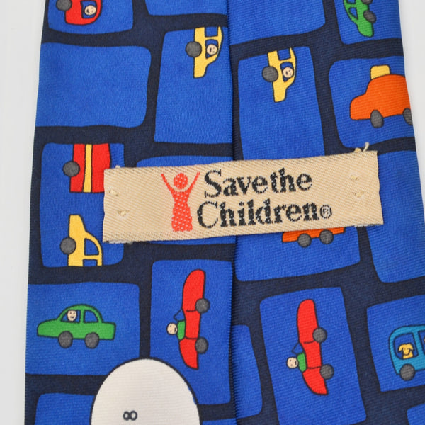 Save the Children Mens Necktie Silk "Busy Day" Cars / Trucks Aaron Age 8 USA