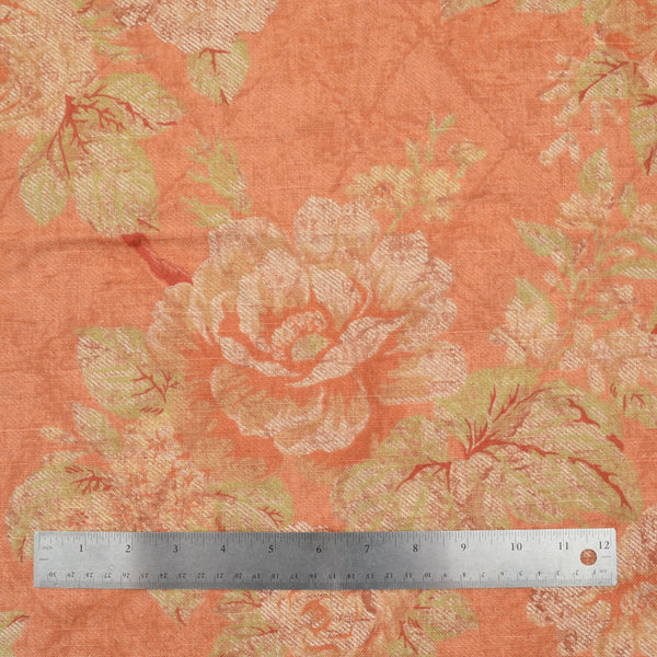 Covington Eleanors Garden Rose Orange Drapery Fabric Valerie-70 Remnant 26"