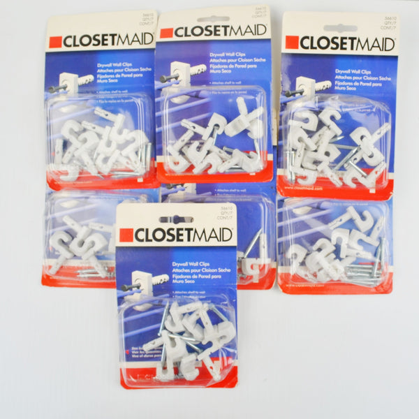 ClosetMaid Wall Clips For Drywall Anchors Back Wall White 7 Pkgs 49 Clips 6610