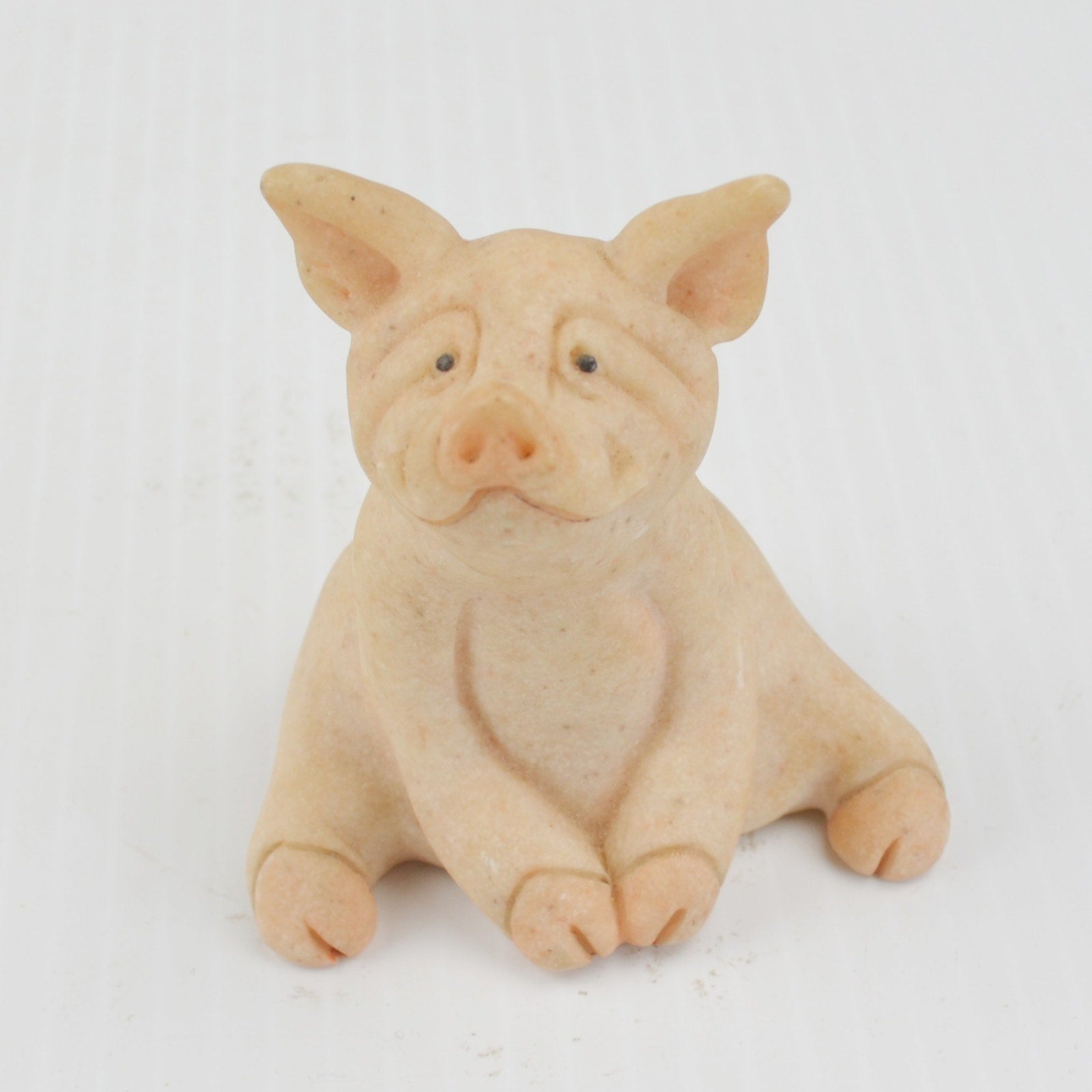 Quarry Critters Petunia Pig - Sitting Stone Pig Figurine - 2000 Second Nature