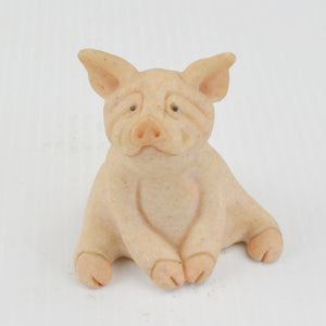 Quarry Critters Petunia Pig - Sitting Stone Pig Figurine - 2000 Second Nature