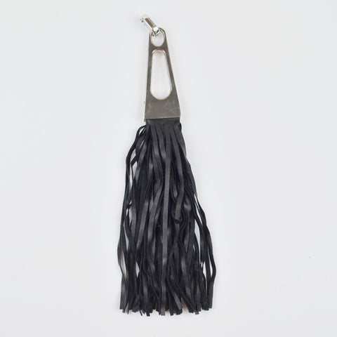 Black Faux Leather Tassel Purse Tassel Car Key Chain Wallet Fringe Zipper Pull