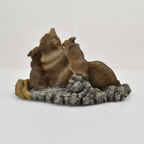 Living Stone Wolf Family Figurine 1994 Wolf Pup Love & Affection Wildlife Decor