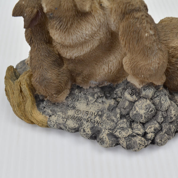 Living Stone Wolf Family Figurine 1994 Wolf Pup Love & Affection Wildlife Decor