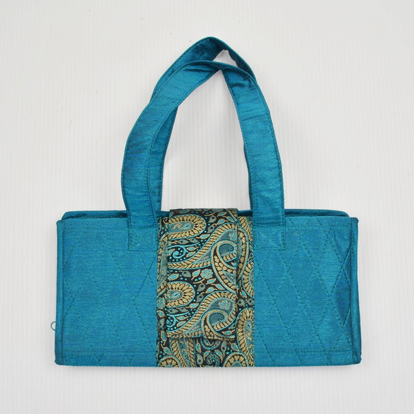 Yazzii Fold-Up Turquoise Fabric Travel Organizer Case Craft Storage Bag 4 Zip