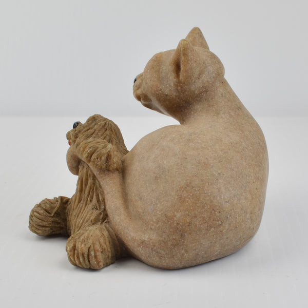 Second Nature Design Quarry Critters Cat Cira, Dog Don, Cat Cuddle Figurine 2001