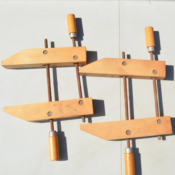 Lot of 2 Vintage 12" Brink & Cotton Hand-Screw Wood Clamps Made in the USA